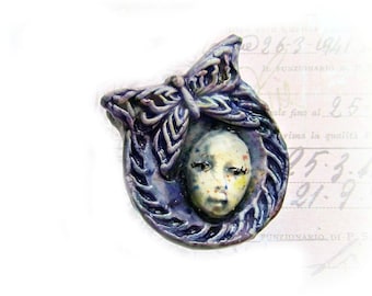 Ceramic OOAK bead - Art bead - Artisan bead - artist clay bead - handmade art bead - Ceramic bead - # 21