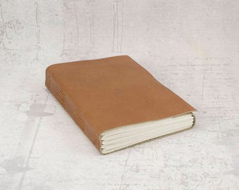 Brown leather journal sketchbook, unique notebook A6 travel journal