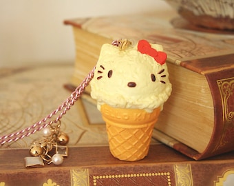 Kitty cat Ice cream cone necklace
