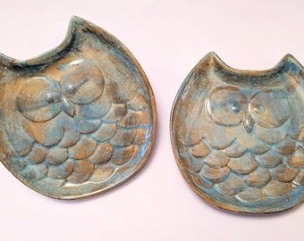 Owl Dish - Owl - Plate - Pottery glaze - Salad Plate - Spoon Rest - Ring Holder
