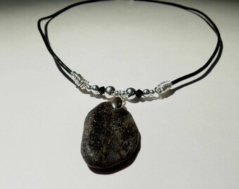 Dark stone and sterling silver necklace