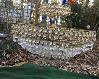 Retro Many Layered Crystal Wedding Cake Chandelier