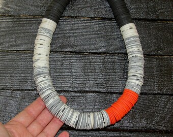 Geometric Statement Necklace for women asymmetric necklace statement jewelry orange black colorblock necklace big bold chunky necklaces