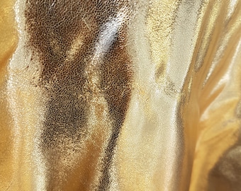 NEW - 7 sqft Liquid Gold Light Gold Metallic Luminous Effect Leather Cowhide Genuine Leather Skin
