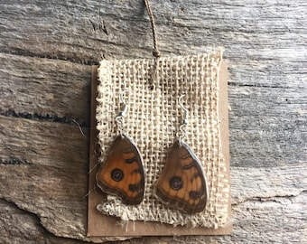 Orange Butterfly Resin Wing Sterling Silver Earrings