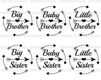 Big brother, Sister svg - Baby brother, sister svg - Little brother, sister digital clipart for Design or more, files download svg, png, dxf