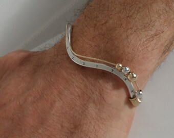 Sterling Silver & Yellow Gold Filled Stamped Cuff Bracelet