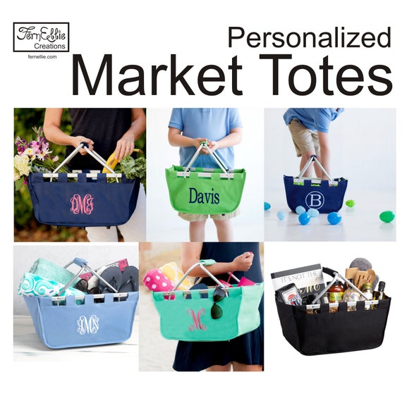 Monogrammed Market Tote, Shopping Tote, Kids Market Tote, Market Basket, Shopping Basket, Perosnalized Tote