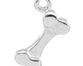 x 1 bone skull 17 mm antique silver pendant.