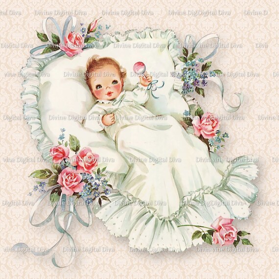 Vintage Baby with Roses Christening | Baptism ...