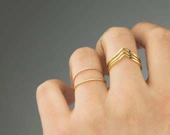 Super Thin 18k Gold Stackable Ring, Thin ring, midi ring, skinny gold ring ,simple gold ring, minimal gold ring, thin gold ring, Gold Ring