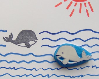 Whale rubber stamp, whale stamp, baby whale stamp, sea stamp, ocean stamp, ocean animals, giant wale, school projects, cardmaking, crafts