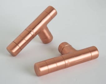 Modern Copper T Bar Knob. Contemporary Drawer Pull, Handle, Knob. Cabinet knob, Kitchen Cabinet knob-knobs and pulls-Kitchen Door Pulls.