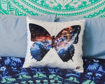 Cosmic butterfly accent pillow