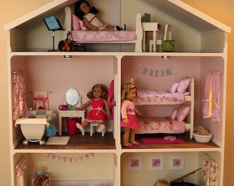 Doll House Plans for American Girl or 18 inch dolls - 5 Room - NOT ACTUAL HOUSE