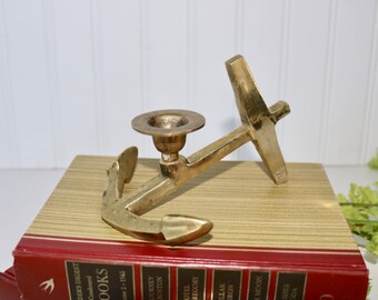 Vintage Brass Boat Anchor Candlestick