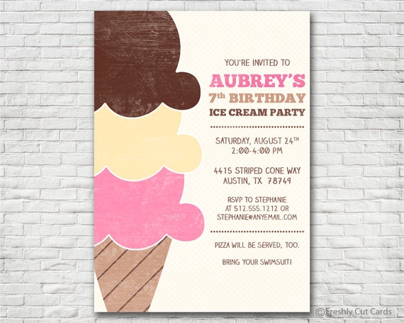 Ice Cream Birthday Party Invitations Free 6