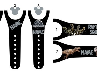 IMPROVED 2.0 Magic Band Decals, Jurassic World, T-Rex, Indominus Rex, Raptors, dinosaurs, personalized band