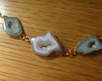 Green and white agate necklace only