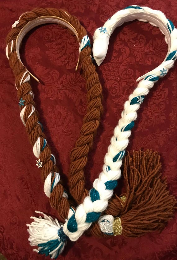 Frozen Inspired Yarn Hair Headband Anna and Elsa Hair