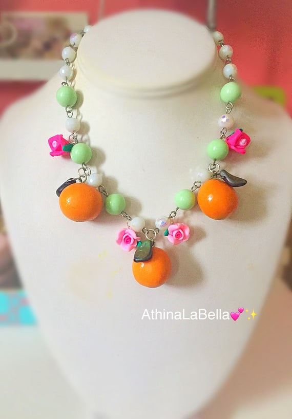 Items similar to Orange Fruit Necklace, Fruit Salad Necklace, Fruit Necklace, Fruit Jewelry