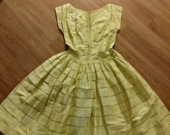 Vintage 1950s 50s summer full skirt day dress sz xs