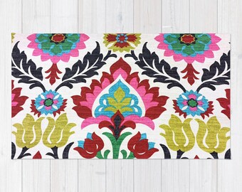 Damask area rug 2x3 rug colorful pattern floral rug Living room 3x5 rug 4x6 area rug throw rug bedroom rug dorm room rug dining room rug