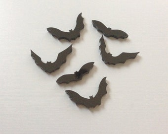 6x laser cut acrylic bat cabochons mixed shapes