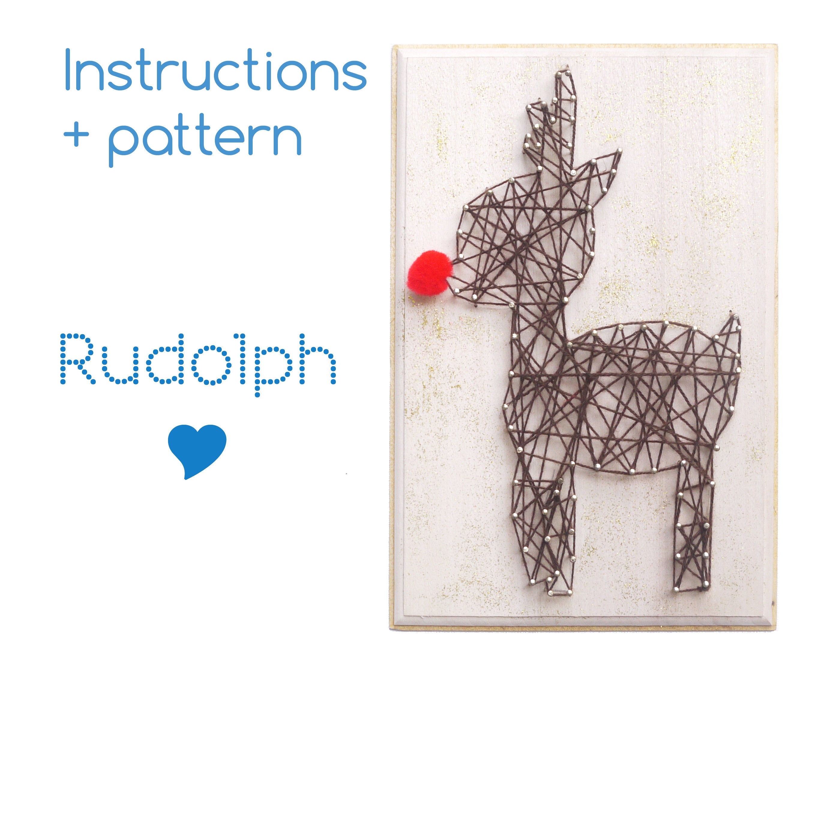 Download String art Pattern Instructions Rudolph DIY template