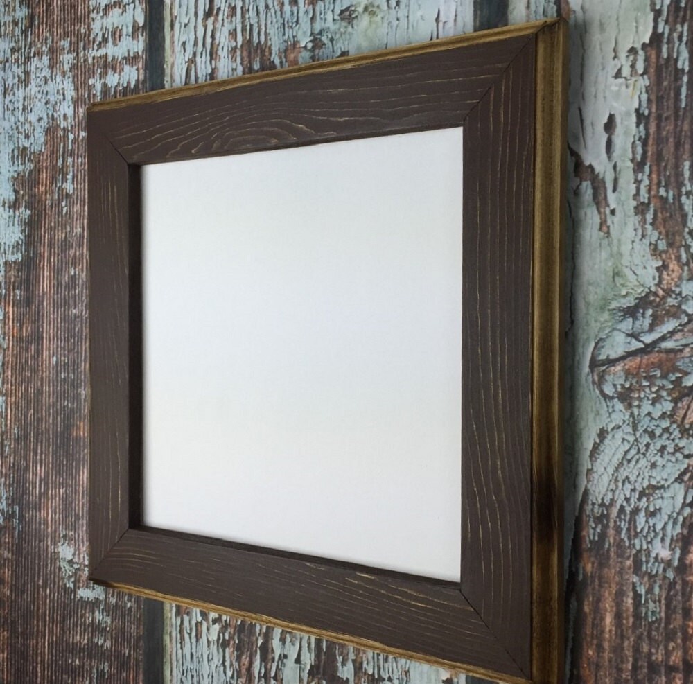 8 x 8 Picture Frame, Brown Rustic Weathered Style With Routed Edges, Square Picture Frame, Home