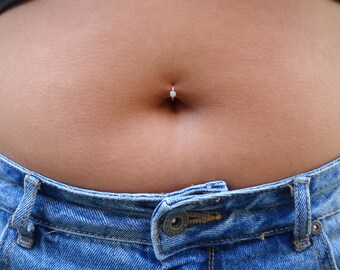 Belly Button Ring - Navel Ring - Belly Ring - Belly Hoop 14K Yellow Gold Filled - Set With a 3mm Stone - Belly Piercing - Body Jewelry