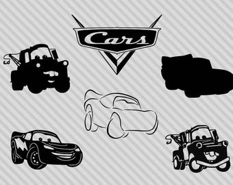 Disney Cars svg bundle, disney cars clipart, lightning mcqueen svg, lightning mcqueen clilpart, dxf, png, lightning mcqueen silhouette