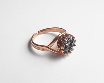 SALE - Faux Druzy Adjustable Ring in Rose Gold