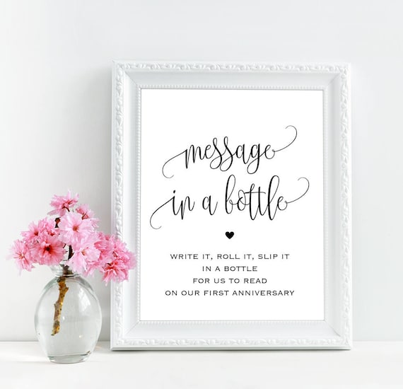  Message in a bottle sign Printable wedding message in a