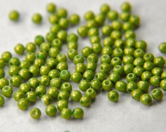 Czech pressed glass round 2mm druk beads pacifica avocado 100 beads