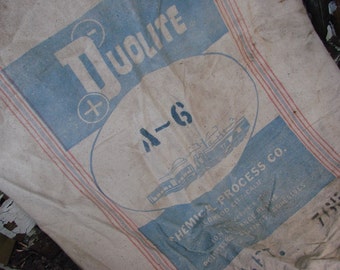 Vintage Old Muslin Stripe Duolite Chemical Process Redwood California Old Feed or Fertilizer Sack Bag