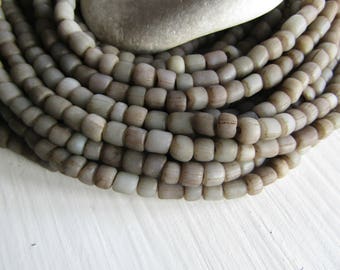 lilac grey glass seed beads, gritty lilac purple seed bead, small rustic tube barrel spacer New Indo-pacific 3 to 6mm (22 inch strd)7ab29-27
