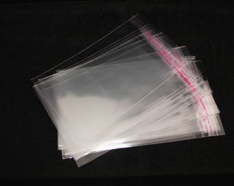 set of 50 self-adhesive clear plastic bags 14 x 8 cm (B08676)