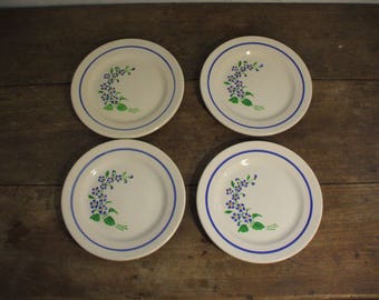 4 plates to dessert "Niderviller", blue flowers decoration