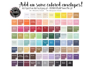 Colored Envelopes - Coloured Envelopes - UPGRADE - A7 Envelopes (fit 5x7) or A2 Envelopes (fit 4.25x5.5) - US to US shipping