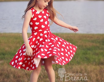 Paisley's Open Back Peplum Top & Dress. PDF sewing pattern for toddler girl sizes 2t - 12.