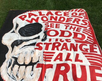 Vintage Sideshow Circus Banner - "Palace of Wonders"