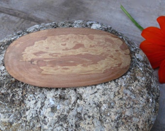 Wood hair barrette, Natural edged, Natural wood, Nature Inspired Hair Accessory, Pink Spalted Dogwood, 70mm barrrette clasp