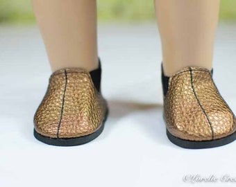 Doll Ankle BOOTS in Short Length BRONZE Tan Faux LEATHER for American Girl or 18 " Doll
