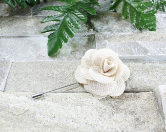 White Flower Lapel Pin, Cotton Lapel Pin, White Rose Lapel Pin, Lapel Rose, Unique Lapel Pin, White Lapel Flower, Handmade Lapel Pin, Brooch