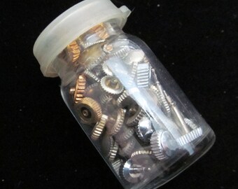 Vial Watch Parts crowns Assemblage Industrial Altered Art Steampunk Charms IV 55