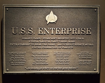 Star Trek USS Enterprise D Dedication plaque replica