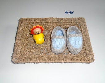 Hand Knitted Baby Boy Cotton Espadrilles - Ready to Ship! SALE