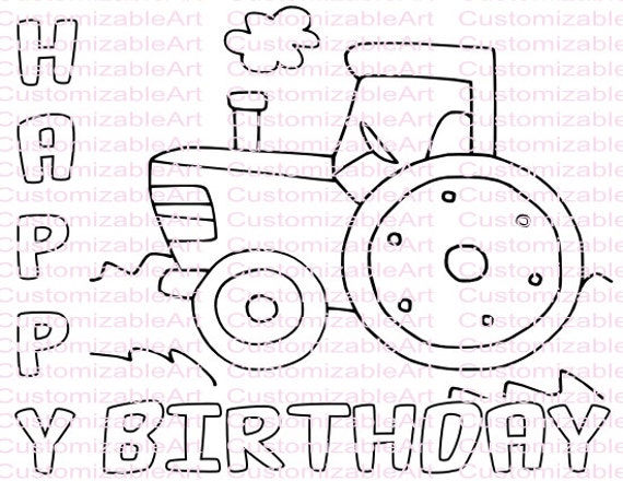Happy Birthday Tractor Coloring Pages