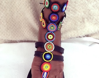 Sandal leather and beads